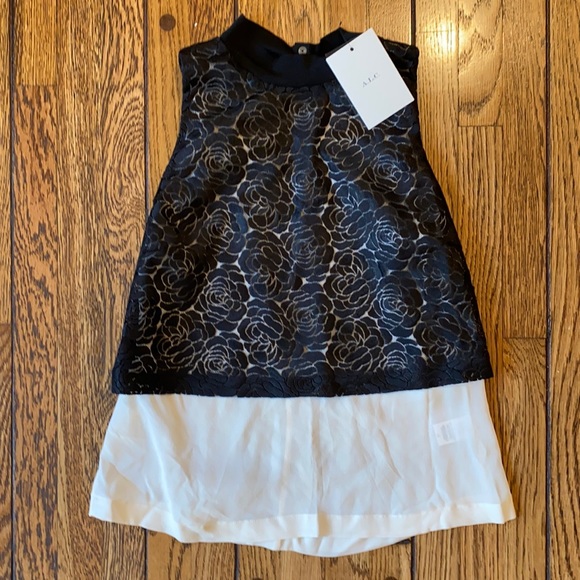 NWT A.L.C. Sid Poly Top in Black & White Size 10 (Style #5693RL) - Picture 2 of 11